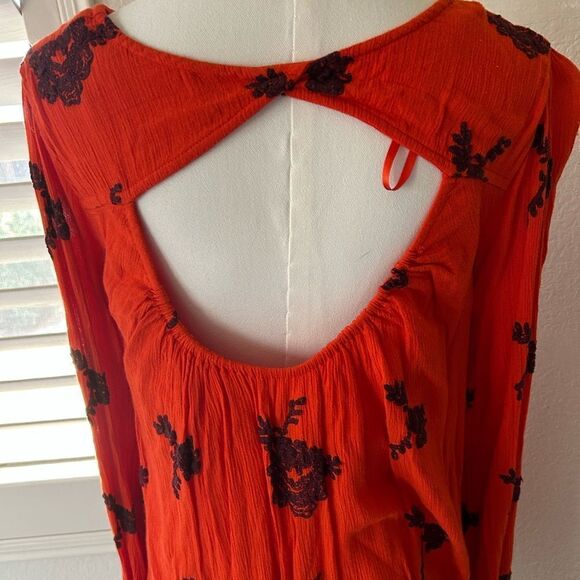 Free People Emma Mini Dress In Burnt Orange And Maroon - Picture 3 of 9
